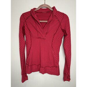 Lululemon Think Fast Pullover Womens Size 6 Stripe Cranberry Red Athleisure Yoga